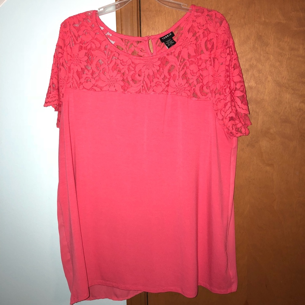 Pink/Peach Blouse and lace top